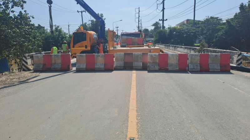 ประชาสัมพันธ์ เรื่องปิดสะพานบริเวณวัดท่าเรือแกลง ทล.3145 กม.9+268